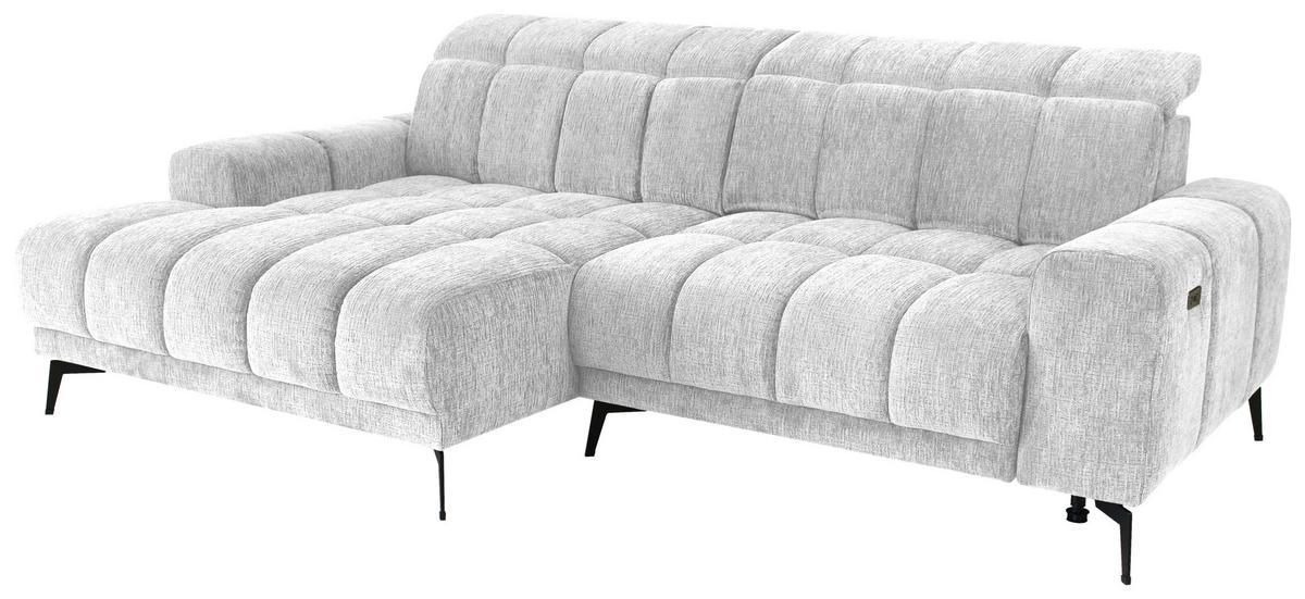 Rohová sedačka LAYA, levá, stříbrná žinylka KANSAS - barvy stříbra, Moderní, textil (155/250cm) - Premium Living