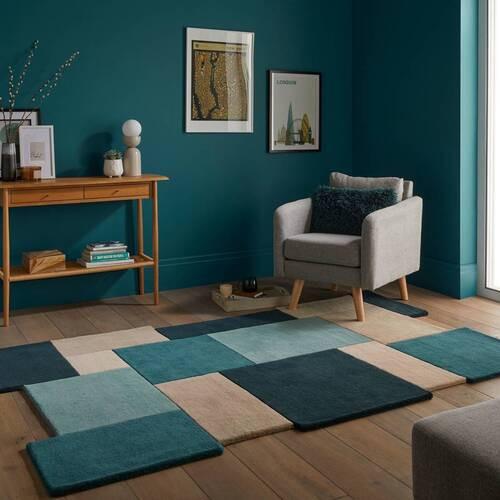 Wollteppich 503119373180 - Petrol, Basics, Textil (180/120cm)