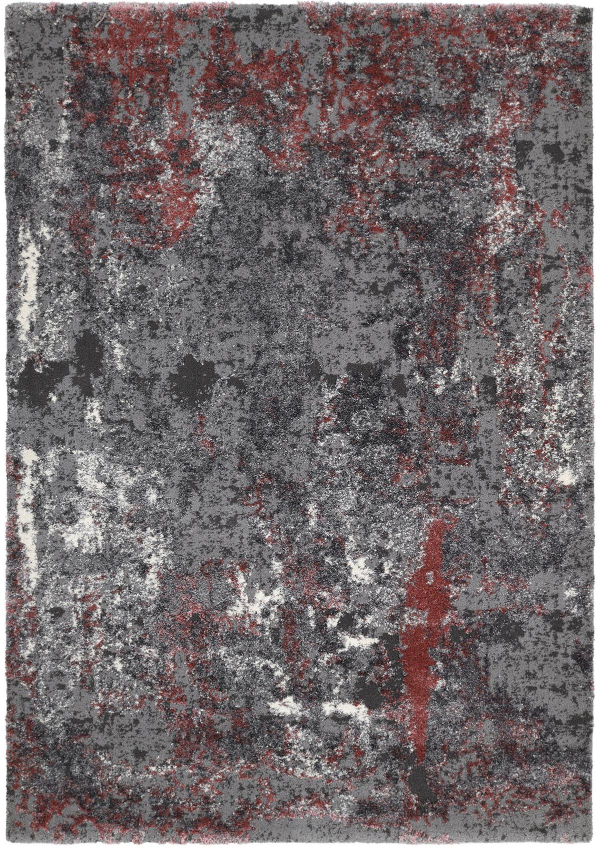 Teppich Läufer Grau/rot Timeline Quantum 80x250 Cm - Hellrot/Grau, Design, Textil (80/250cm) - Novel