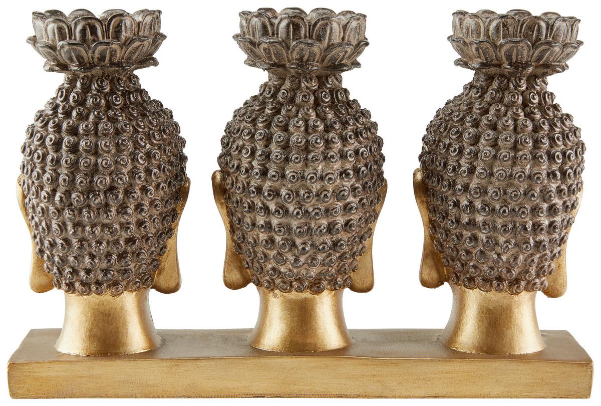 Teelichthalter Kunststoff Braun/goldfarben 3 Teelichter - Goldfarben/Braun, LIFESTYLE, Kunststoff (27/8,5/17,5cm) - Luca Bessoni