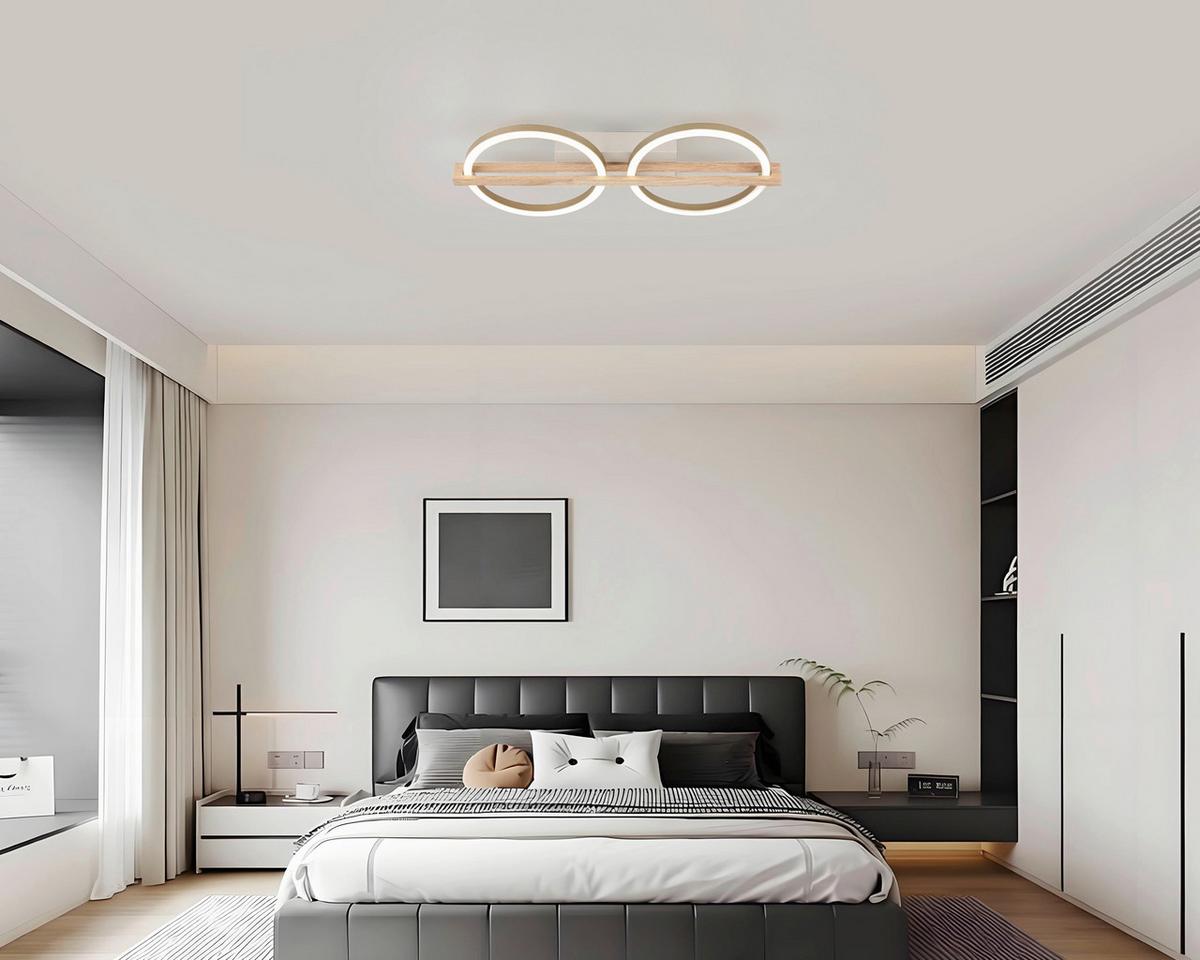 LED-Deckenleuchte Camillo - Champagner/Naturfarben, Basics, Holzwerkstoff/Kunststoff (46/20/6cm) - Luca Bessoni