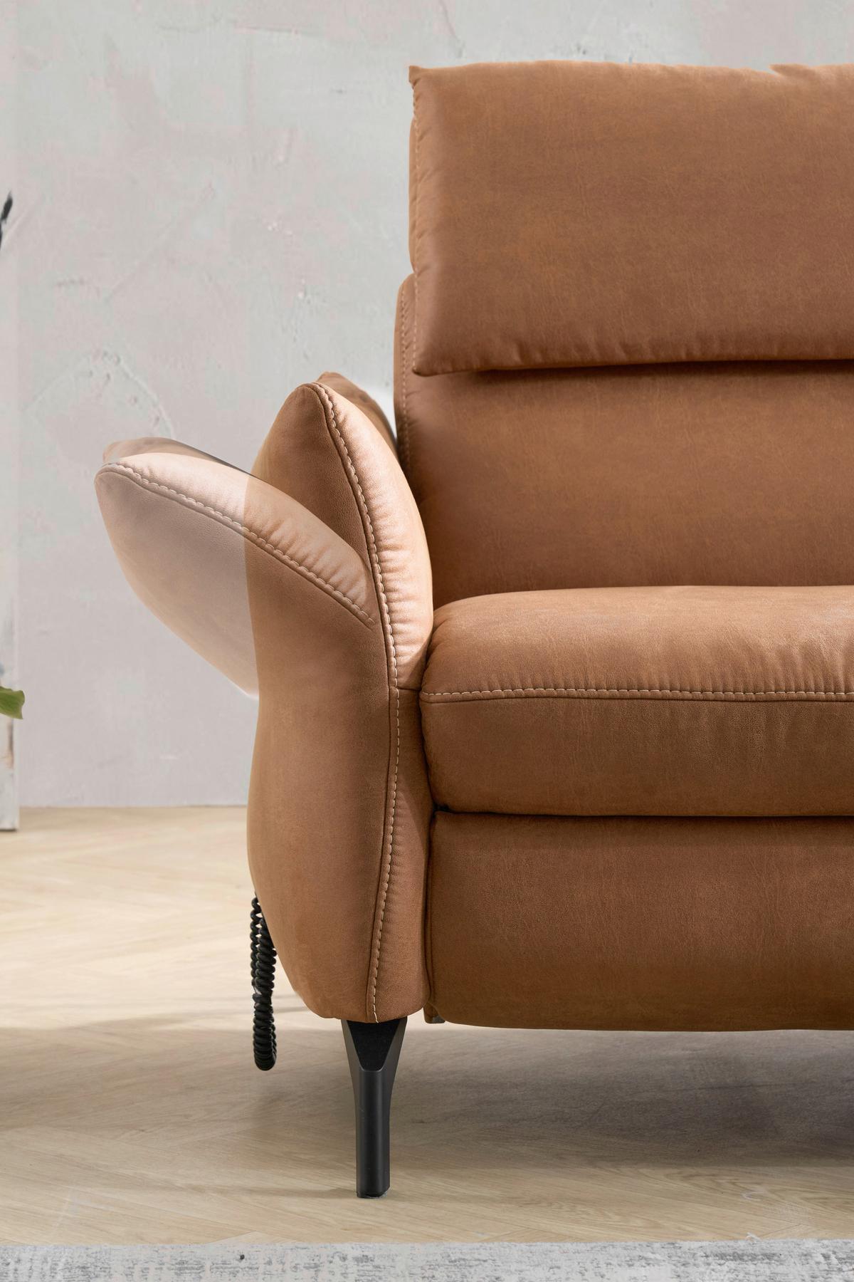 Ecksofa Henriette Cognac 274x160 cm - Cognac/Beige, MODERN, Textil (274/160cm)