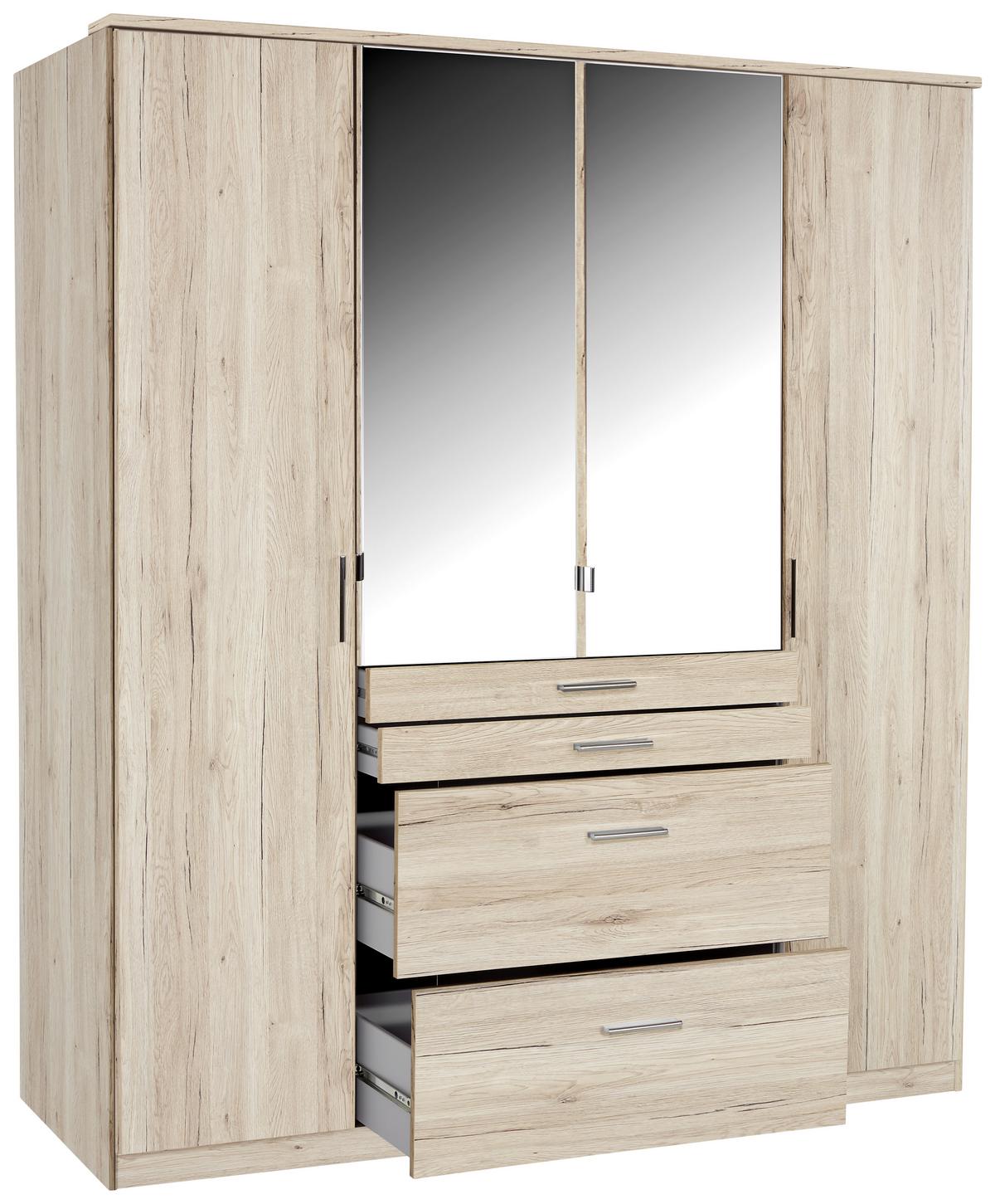 Nyílóajtós Szekrény Aachen 180/198 Cm - tölgyfa színű, Konventionell, faalapú anyag (180/198/58cm)