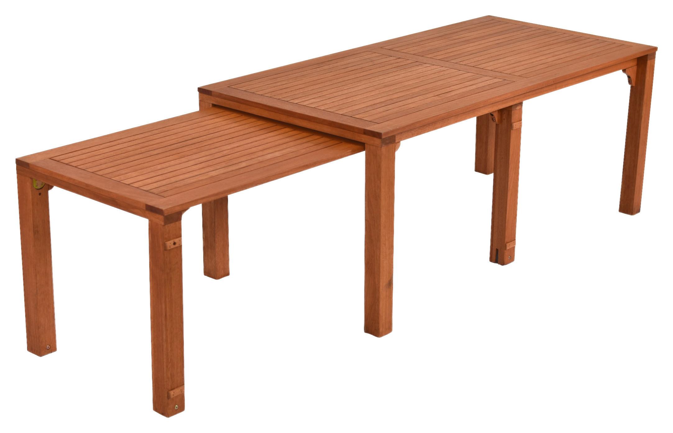 Gartentisch Flex Holz L: 185-370 cm - Braun, KONVENTIONELL, Holz (185/90/76cm) - Gardenson