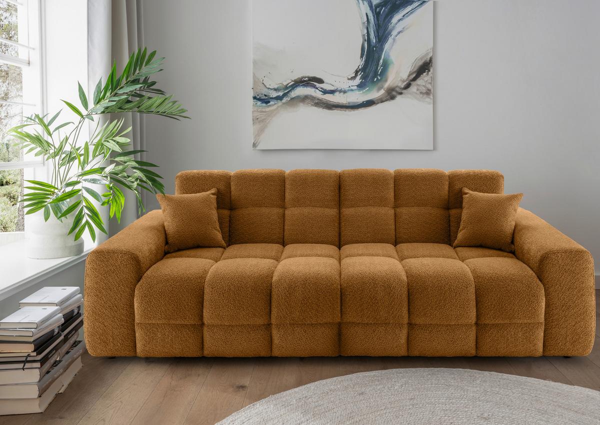 Viersitzer-Sofa Bosco, Goldfarben B: 300 cm - Goldfarben/Schwarz, MODERN, Textil (300/87/120cm) - Livetastic