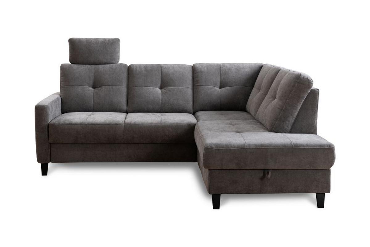 Rohová sedačka VARESE, pravá, šedá žinylka MORELIA - šedá/černá, Moderní, kov/textil (219/170cm) - James Wood