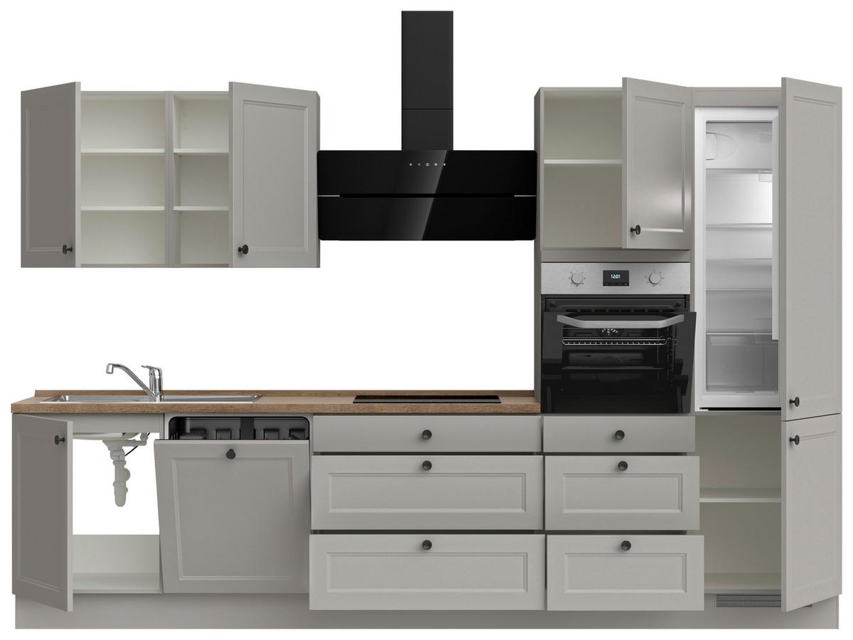 Kuchyňská linka 330 cm, kamenná sivá supermatná - šedá/černá, Moderní, kov/kompozitní dřevo (330cm) - Nobilia