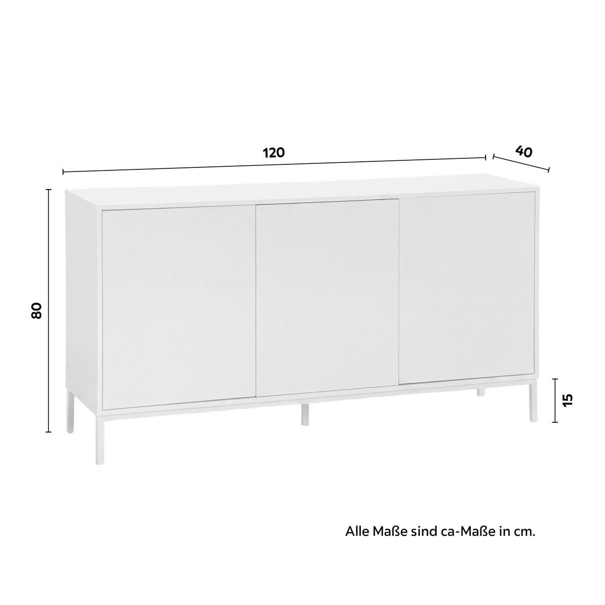 Široká komoda Amber biela MDF/Kov práškovaný - biela, Modern, kov/kompozitné drevo (150/80/40cm) - Bessagi Home