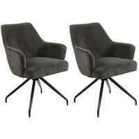 Armlehnstuhl-Set 2er Jeanette Kord Grau Beine: Holz Schwarz - Schwarz/Grau, MODERN, Holz/Textil (57/86/65cm) - MID.YOU