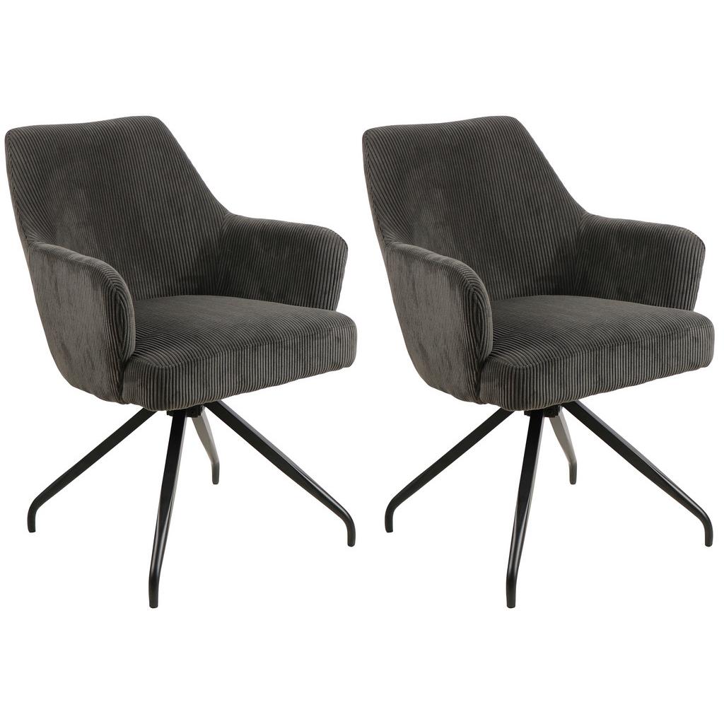 Armlehnstuhl-set 2er Jeanette Kord Grau Beine: Holz Schwarz