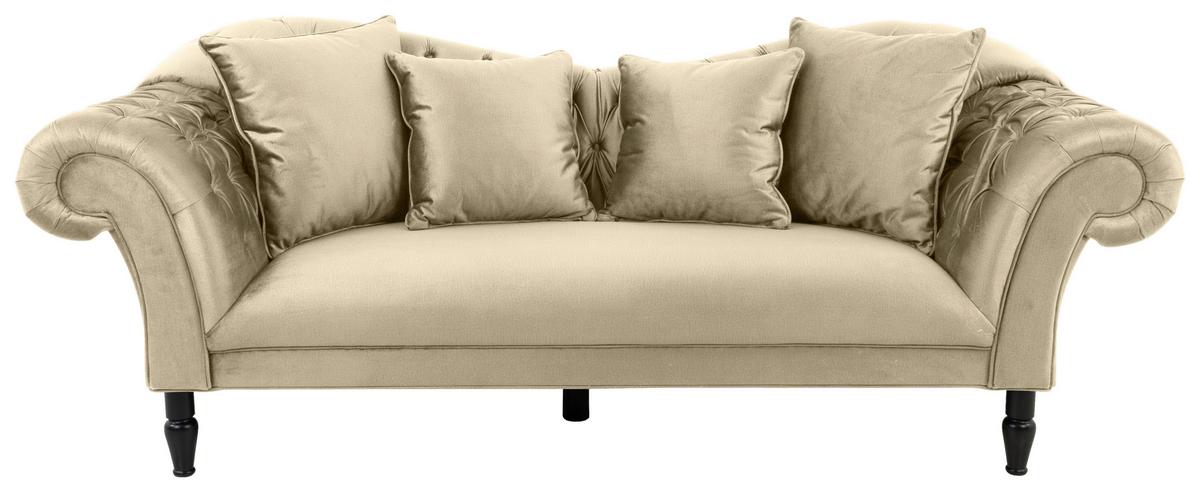 3-Sitzer-Sofa Cupido Beige Samt - Beige/Schwarz, Design, Textil (242/91/104cm) - MID.YOU