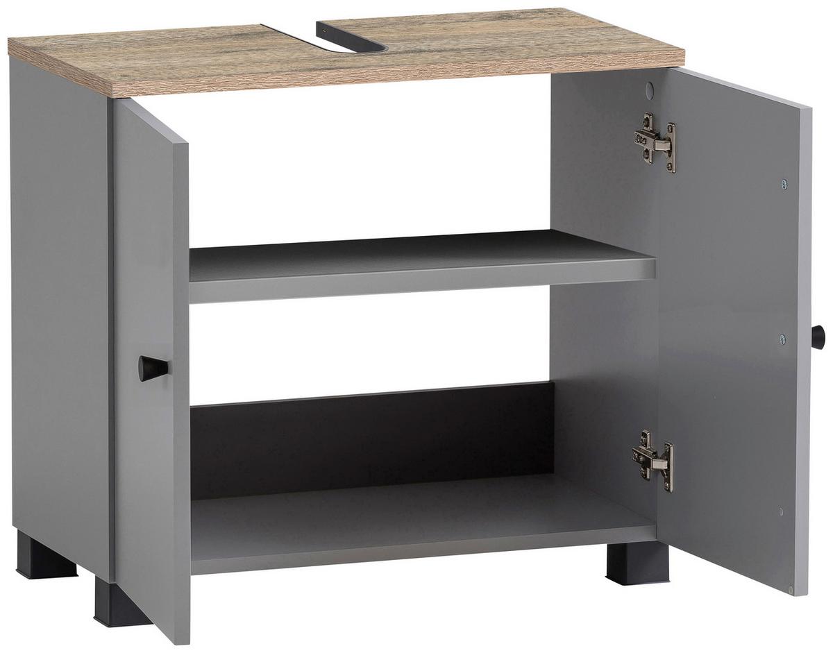 Waschbeckenunterschrank Lugo - Schwarz/Grau, MODERN, Holzwerkstoff (60/62,4/32,6cm) - MID.YOU