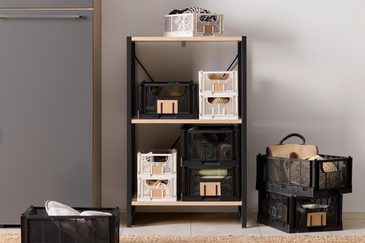 Skládací box KNUT - M- - černá, Moderní, plast (33/24,5/15cm) - Mömax