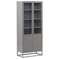 Vitrine Bakal - Hellgrau, Design, Glas/Metall (80/190/41cm) - Livetastic