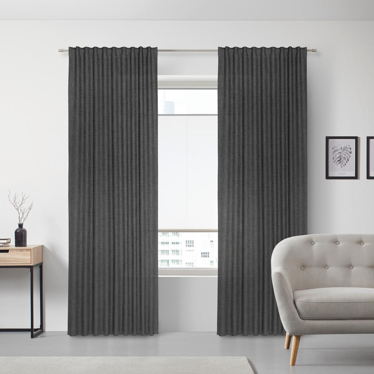 HOTOVÝ ZÁVĚS LEO, 135/255cm, šedá - šedá, textil (135/255cm) - Premium Living