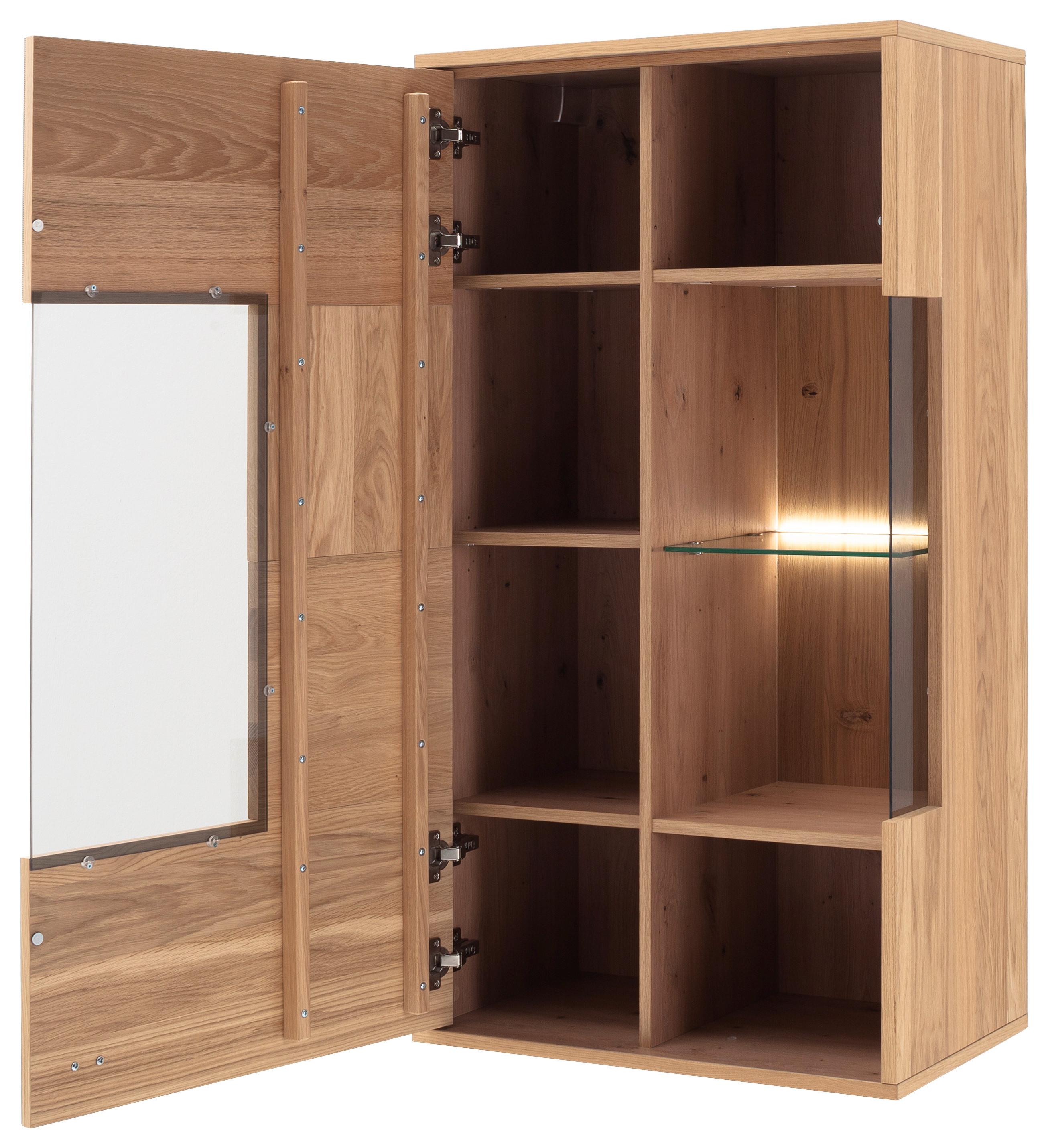 Hängevitrine Valencia B: 64 cm Anthrazit/Eiche - Eiche Bianco/Anthrazit, Design, Glas/Holz (64/119/37cm) - MID.YOU