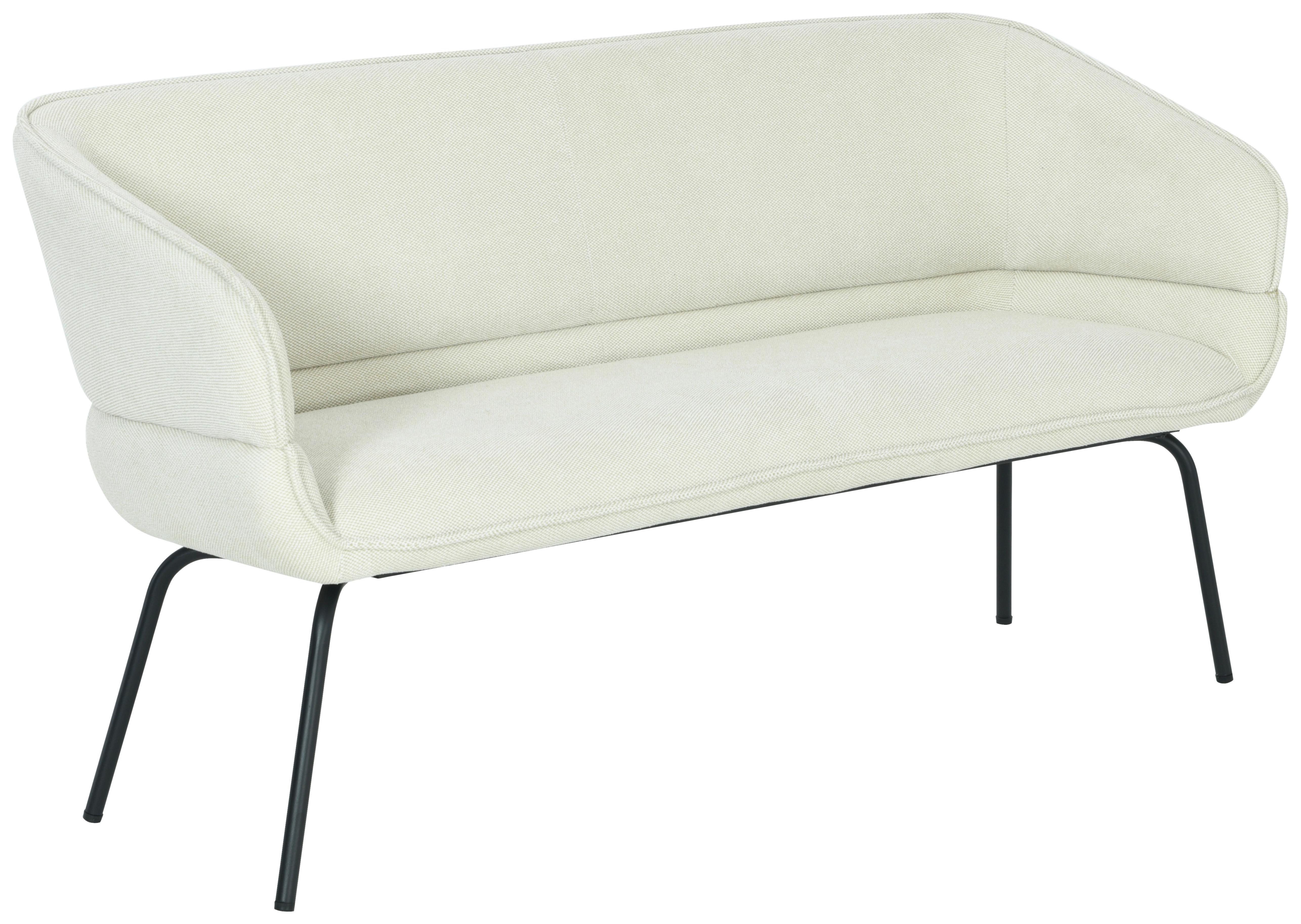 Sitzbank Serena Leinenoptik Beige, B: 160 cm - Beige/Schwarz, KONVENTIONELL, Holz/Textil (160/87/62cm)