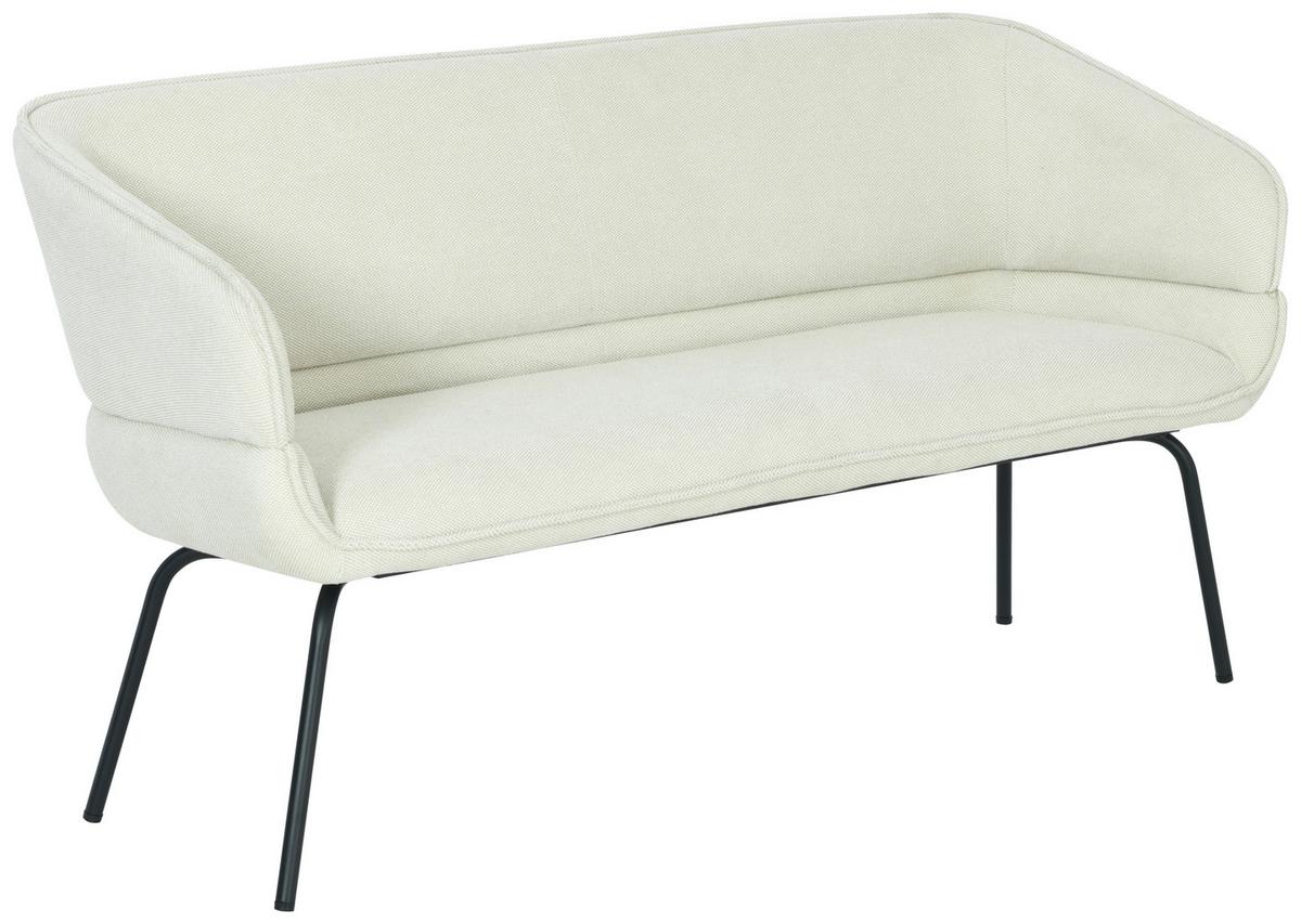 Sitzbank Serena Leinenoptik Beige, B: 160 cm - Beige/Schwarz, KONVENTIONELL, Holz/Textil (160/87/62cm)