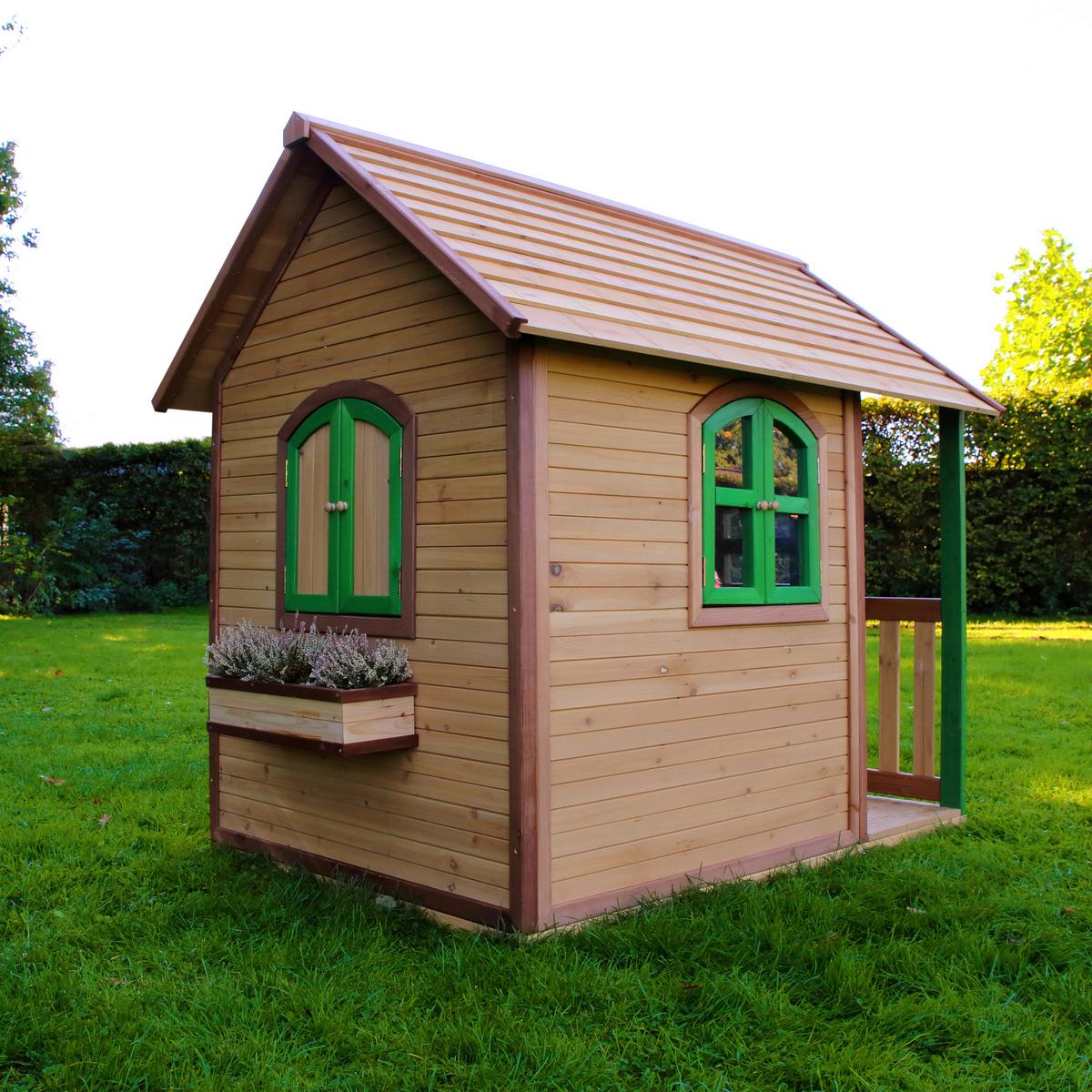 Spielhaus Alex Braun/grün B: 137 Cm - Braun/Grün, KONVENTIONELL, Holz (137/178/191cm) - Ambia Garden