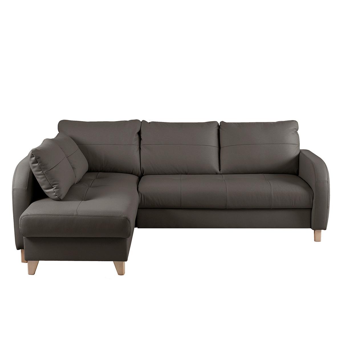 Ecksofa Compact Dunkelbraun B: 168x227 Cm - Dunkelbraun/Buchefarben, Design, Leder/Textil (168/227cm) - Livetastic