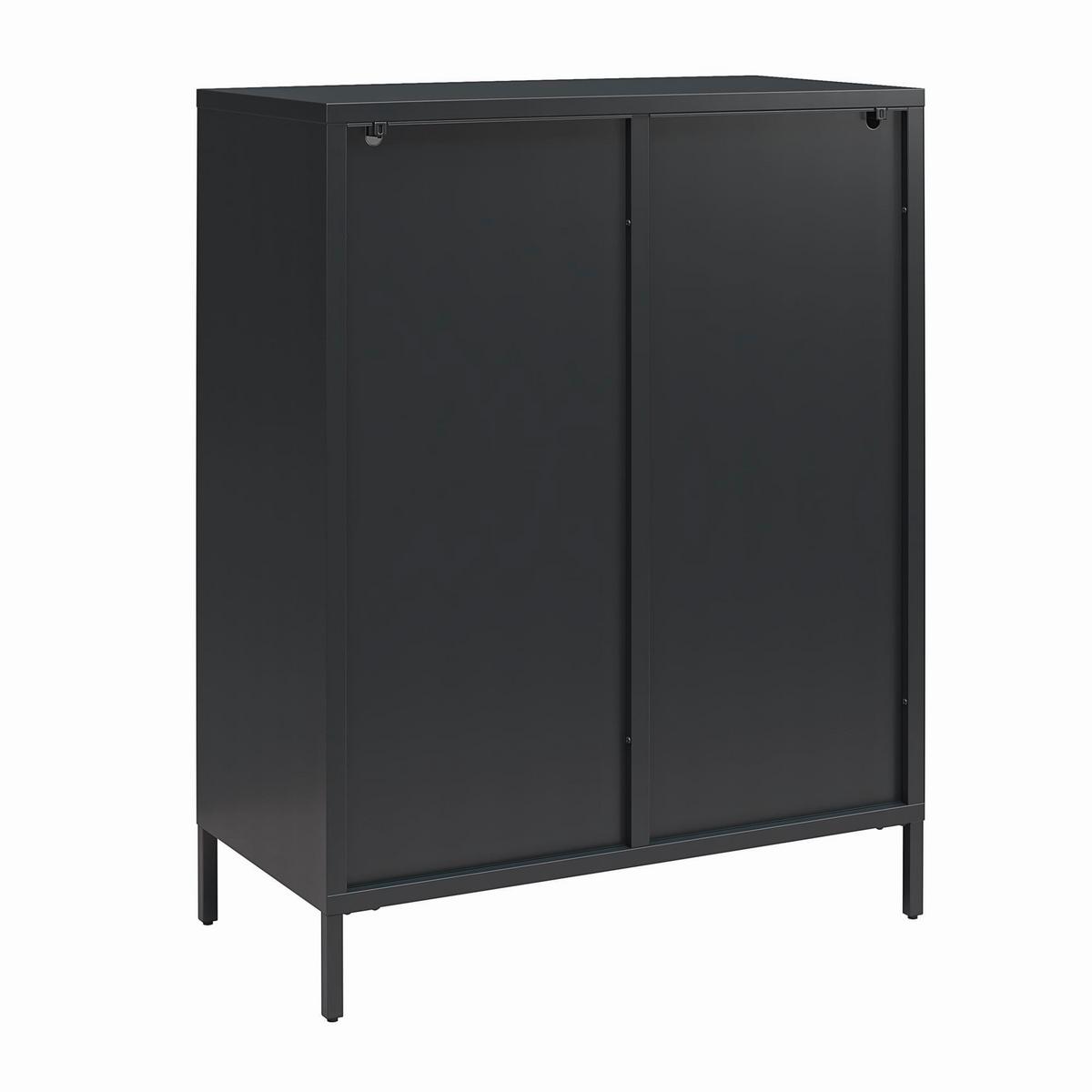 Highboard Luna Schwarz B: 80 cm - Schwarz, Design, Glas/Metall (80/102/40cm) - MID.YOU