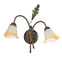 Wandleuchte 4470/Ap2 - Bronzefarben/Olivgrün, Natur, Glas/Metall (40/20/36cm)