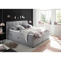 Boxspring postel  GRANADA šedá 180x200 cm - šedá/černá, Basics, textil/plast (180/200cm) - MID.YOU