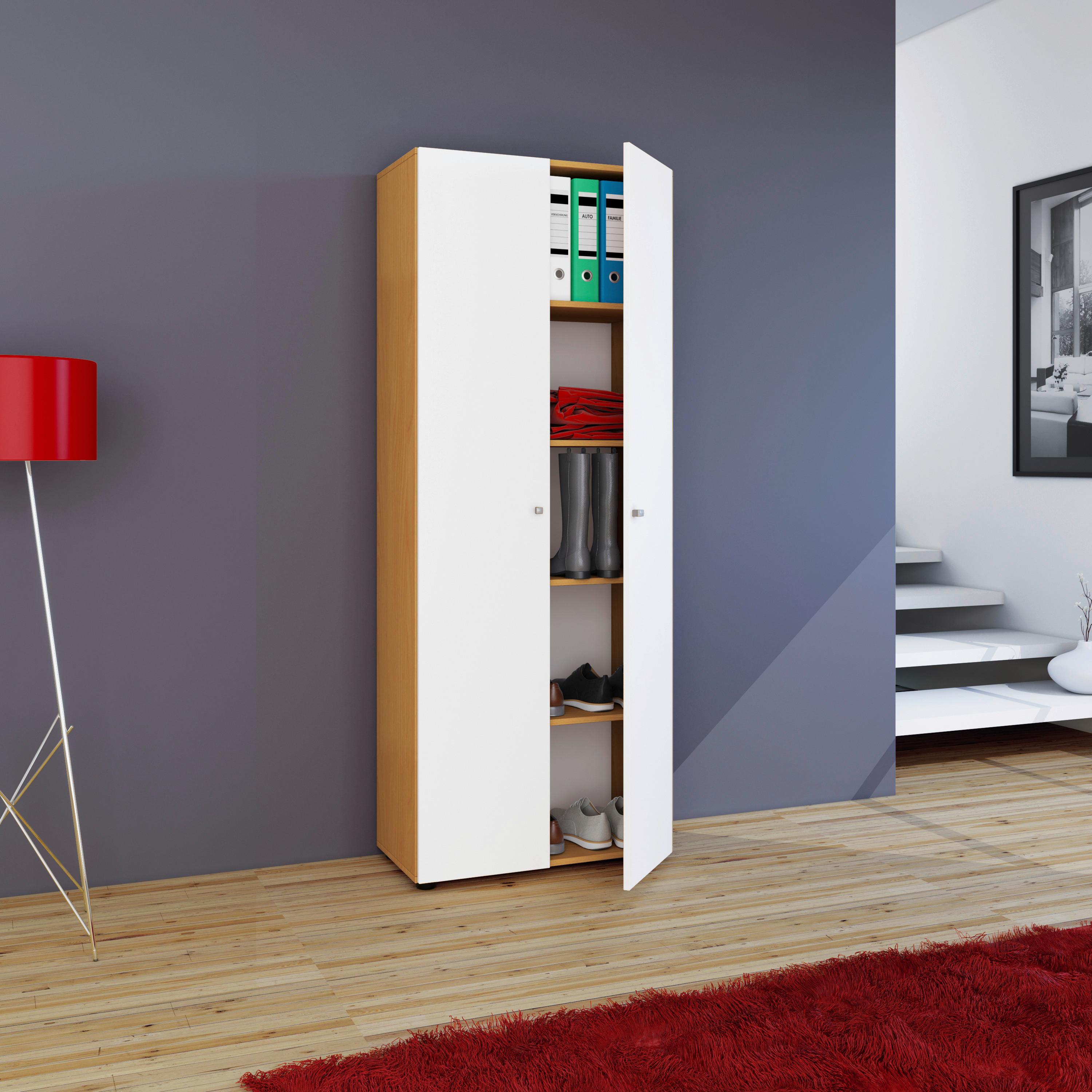 Mehrzweckschrank Vandol Braun/Weiß/Buche Dekor B:70cm - Buchefarben/Schwarz, Design, Holzwerkstoff (70/178/39cm) - MID.YOU