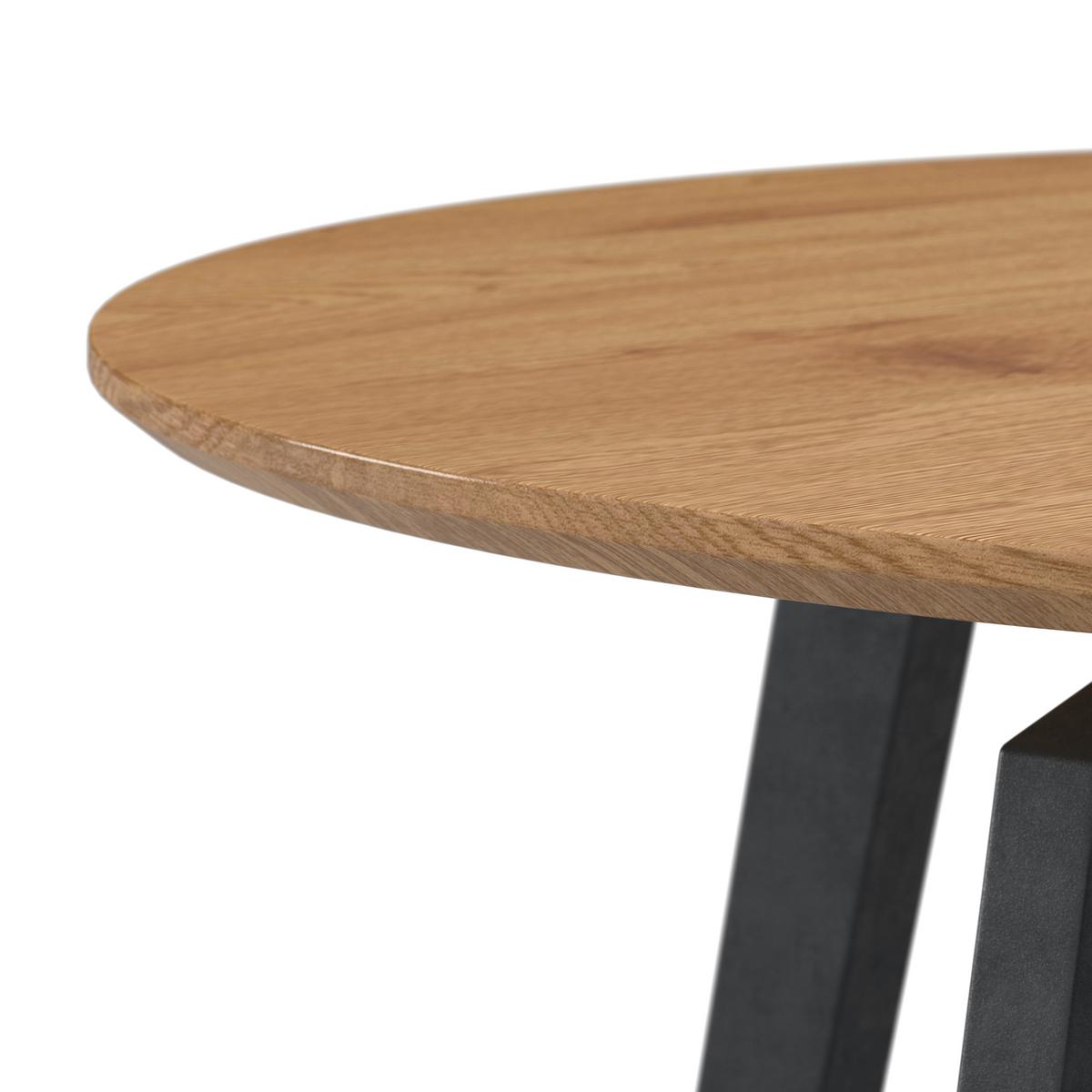 Jídelní stůl ELIAN 120 - černá/barvy dubu, Moderní, kov/kompozitní dřevo (120/120/76cm) - Bessagi Home