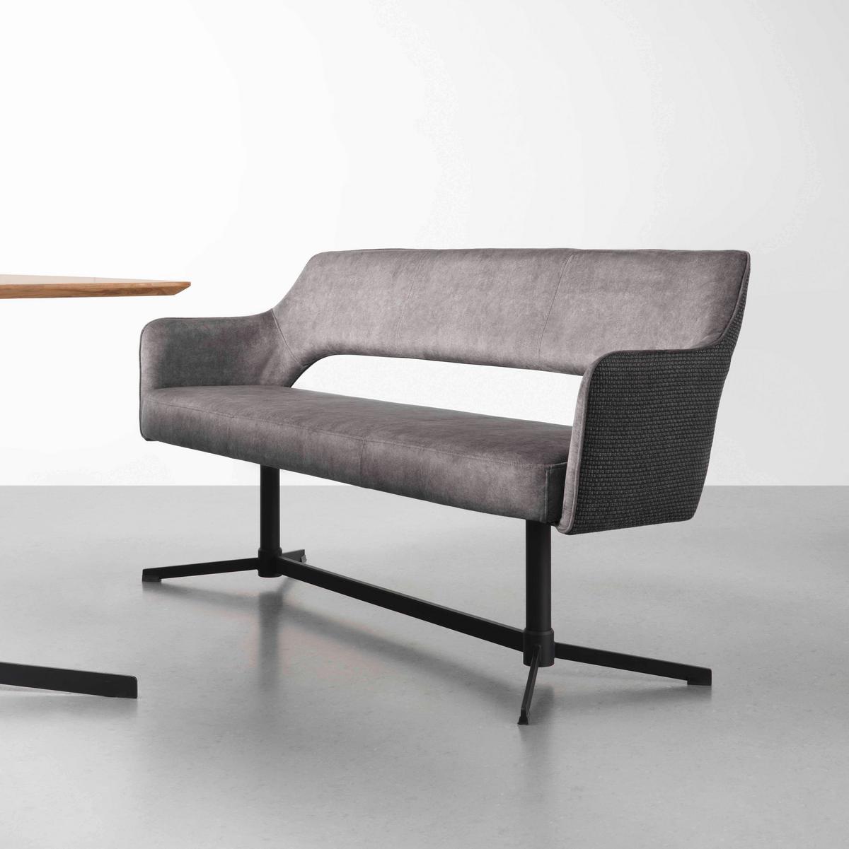 LAVICA VALLETTA - čierna/antracitová, Modern, kov/textil (170/85/61cm) - Premium Living