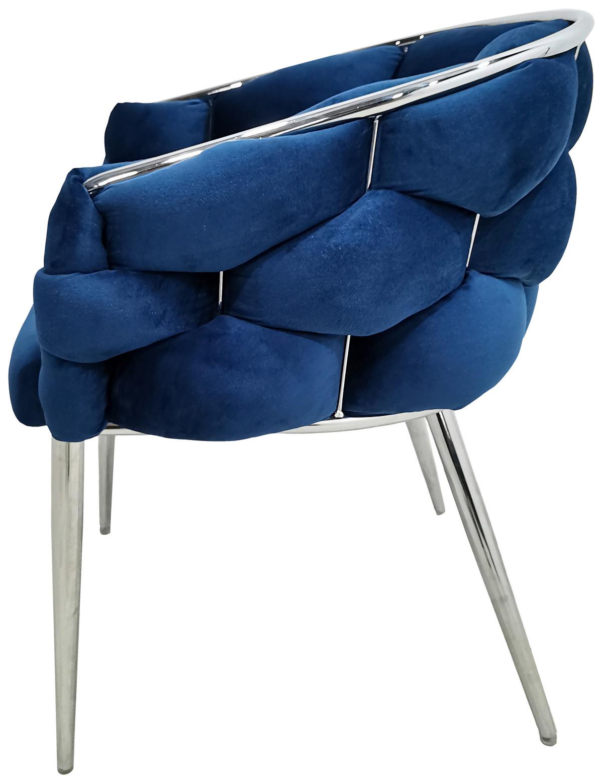 Armlehnstuhl-Set Grace 125 - Blau/Silberfarben, MODERN, Textil/Metall (65/79/61cm) - Kayoom