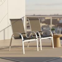 Gartensessel 2er-set Stapelbar Amalfi Metall/textil - Silberfarben/Schwarz, ROMANTIK / LANDHAUS, Textil/Metall (56/97/76cm) - Gardenson