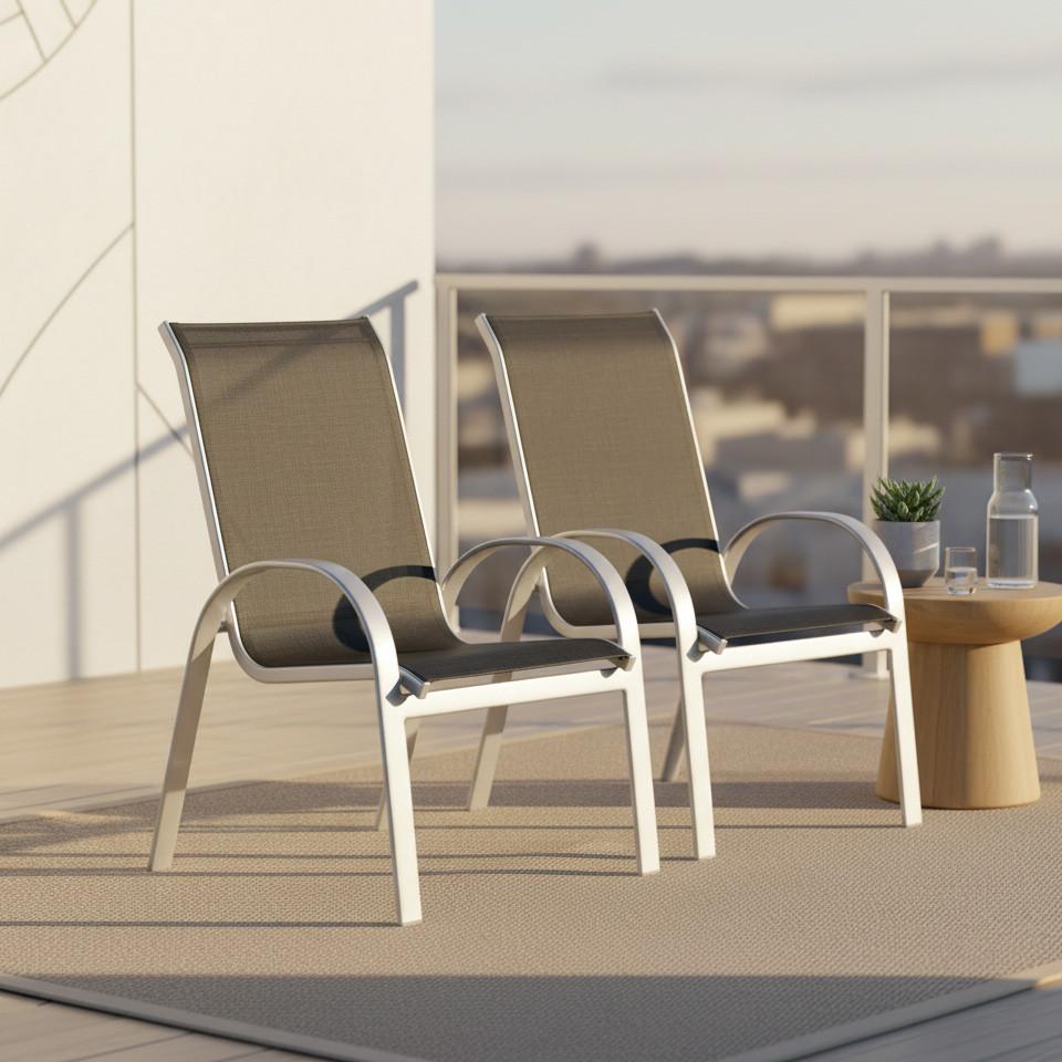 Gartensessel 2er-set Stapelbar Amalfi Metall/textil