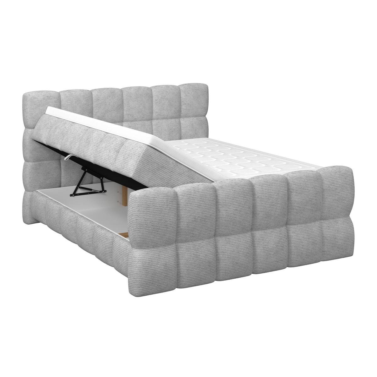 Boxspringbett Brisbane inkl. Bettkasten 200x200 - Hellgrau/Schwarz, Trend, Holz/Holzwerkstoff (200/200cm) - Sembella