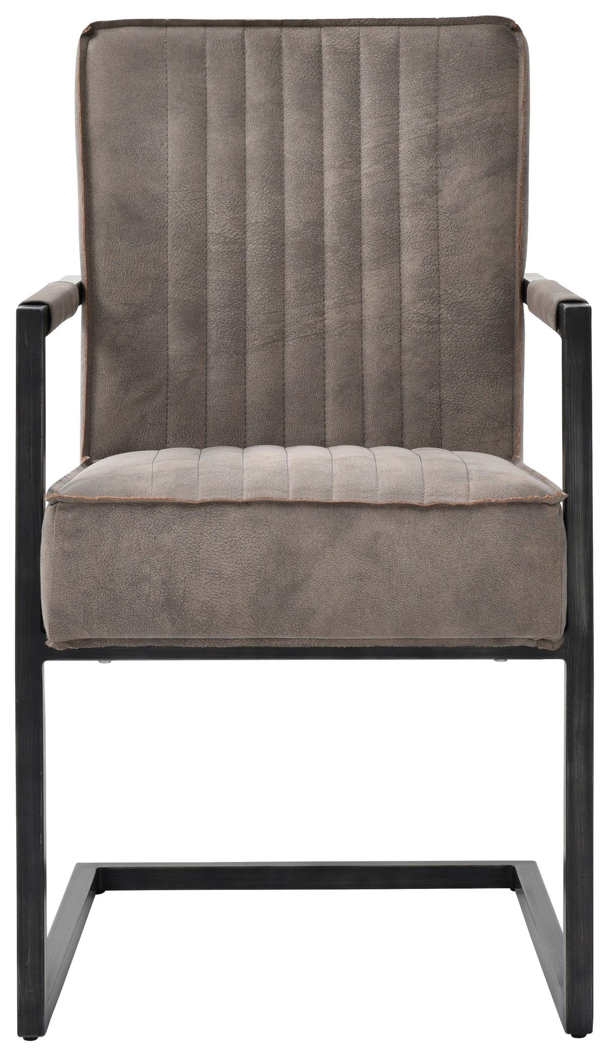 Schwingstuhl Julina Textil Taupe, B: 51,5 cm - Taupe/Schwarz, KONVENTIONELL, Textil/Metall (51,5/92/70cm) - MID.YOU