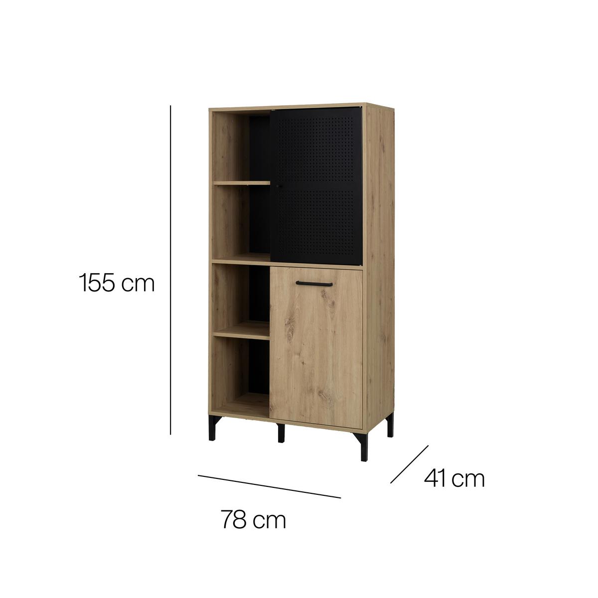 Highboard Craft Eiche Artisan/Schwarz,b: 78cm - Schwarz/Eiche Artisan, Basics, Holzwerkstoff/Metall (78/155/41cm) - Livetastic
