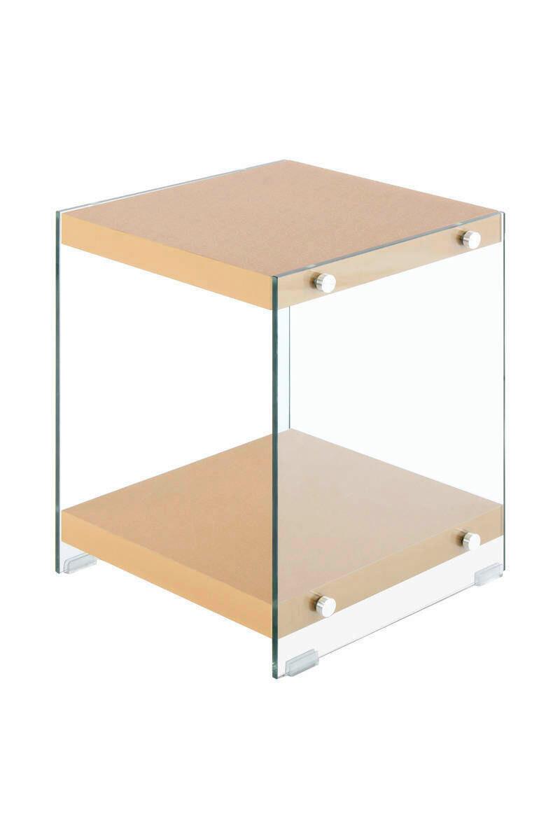 Beistelltisch mit Ablage Elementary Goldfarben - Klar/Goldfarben, Basics, Glas/Holzwerkstoff (35/35/45cm) - Kayoom