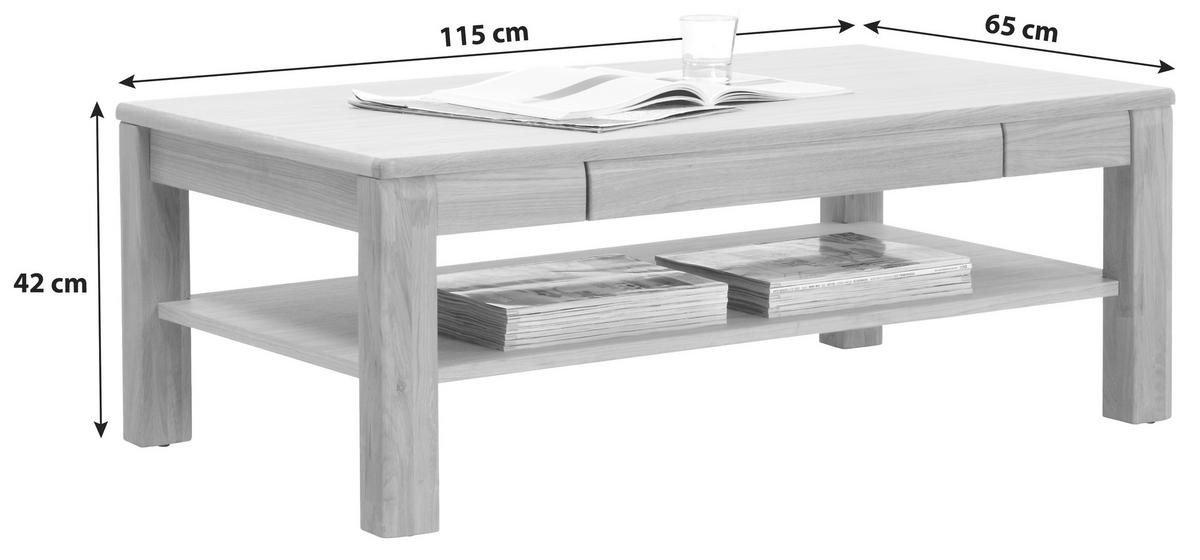 Couchtisch mit Lade teilmassiv Sena Eichefarben - Eichefarben, Design, Holz/Holzwerkstoff (115/42/65cm) - Livetastic