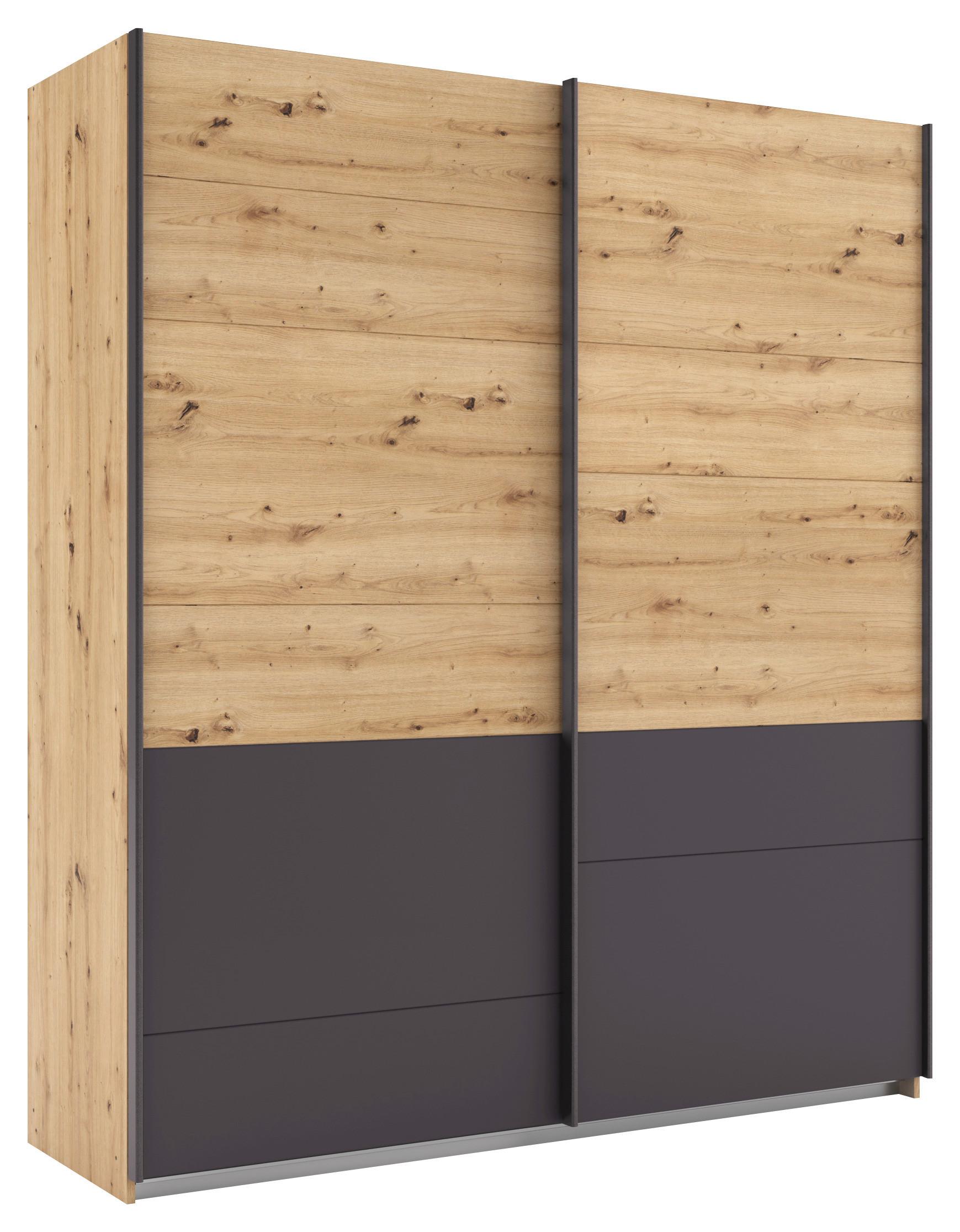 Schwebetürenschrank Bilbao Eiche Artisan/Grau B: 181 cm - Eiche Artisan/Grau, MODERN, Holzwerkstoff (181/210/62cm) - Rauch Möbel