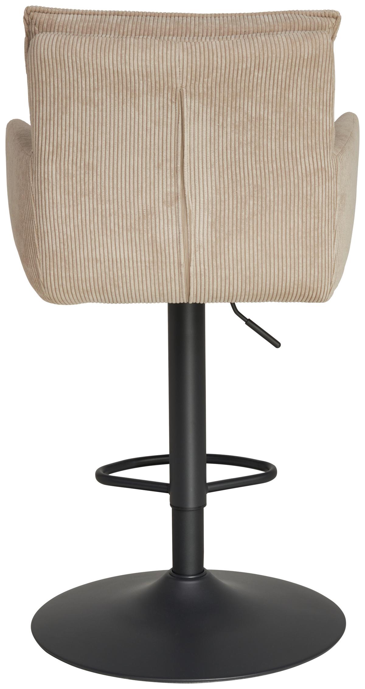 Barhocker Kai Grau Höhenverstellbar Mit Lehne - Schwarz/Grau, KONVENTIONELL, Textil/Metall (57/100-121/57cm) - MID.YOU