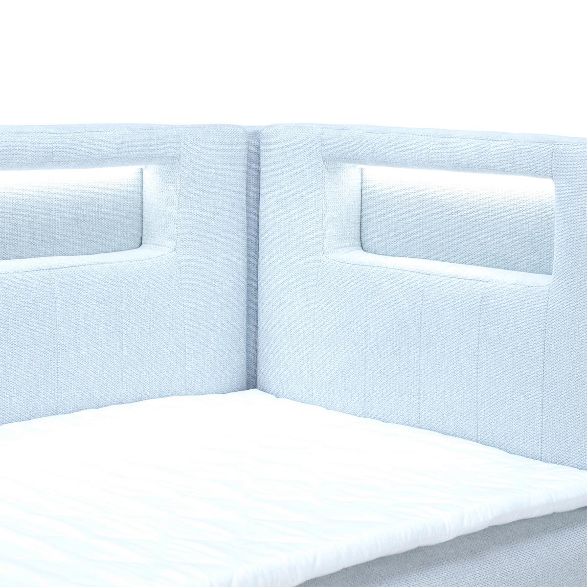 Polsterbett Mit Bettkasten 100x200cm Junior Gold Hellblau - Schwarz/Weiß, MODERN, Leder/Textil (100/200cm) - Ondega