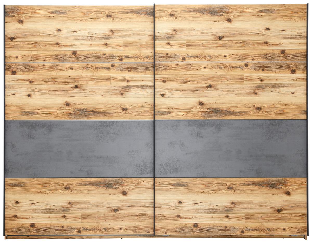 Schwebetürenschrank 270cm Alicante, Alpinlook/Betonoxid - Fichtefarben/Eichefarben, MODERN, Holzwerkstoff (270/210/60cm) - Luca Bessoni