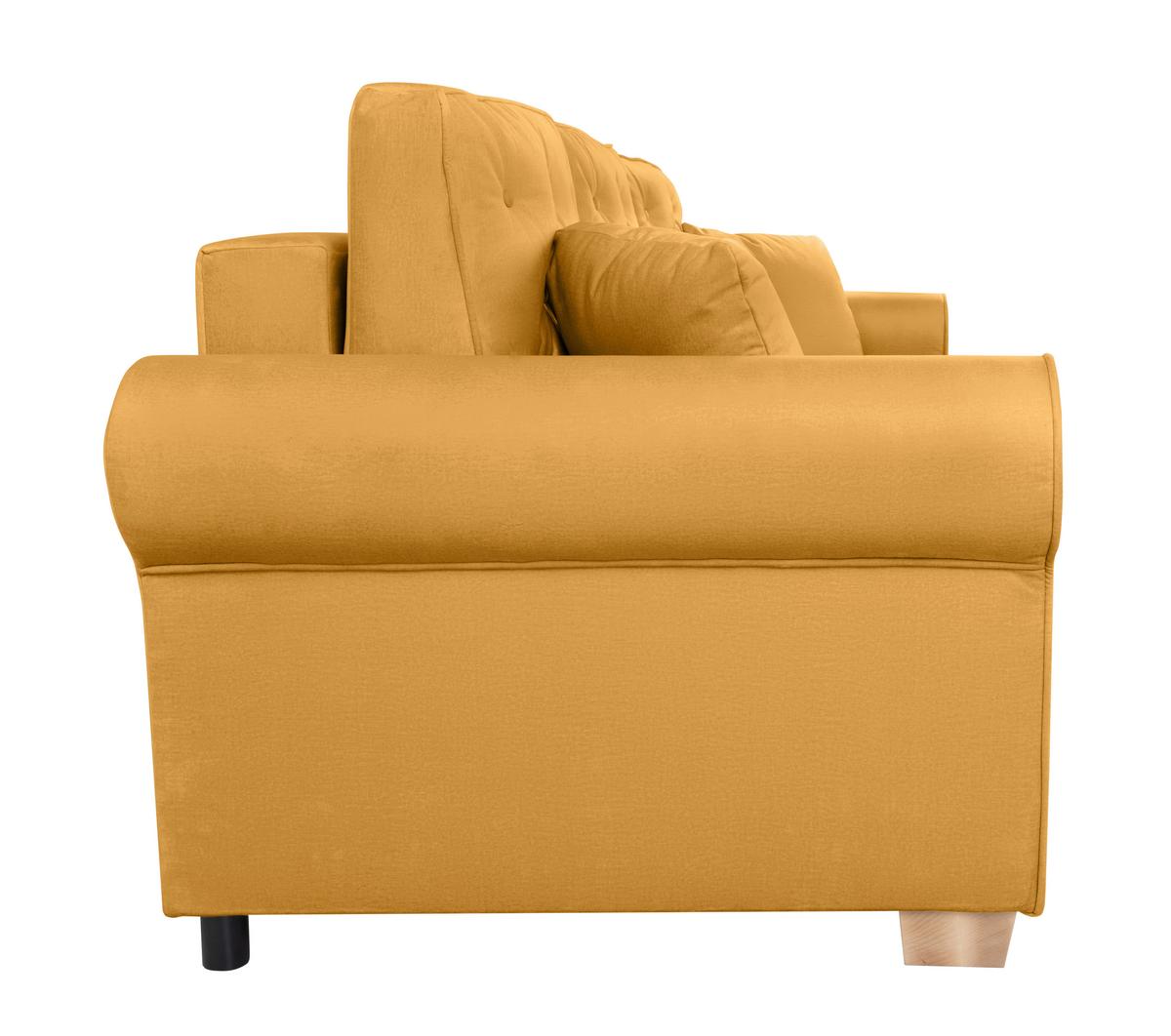 Schlafsofa Arles, Gelb 40 B: 240 Cm - Gelb/Buchefarben, Design, Textil (240/94/98cm) - MID.YOU