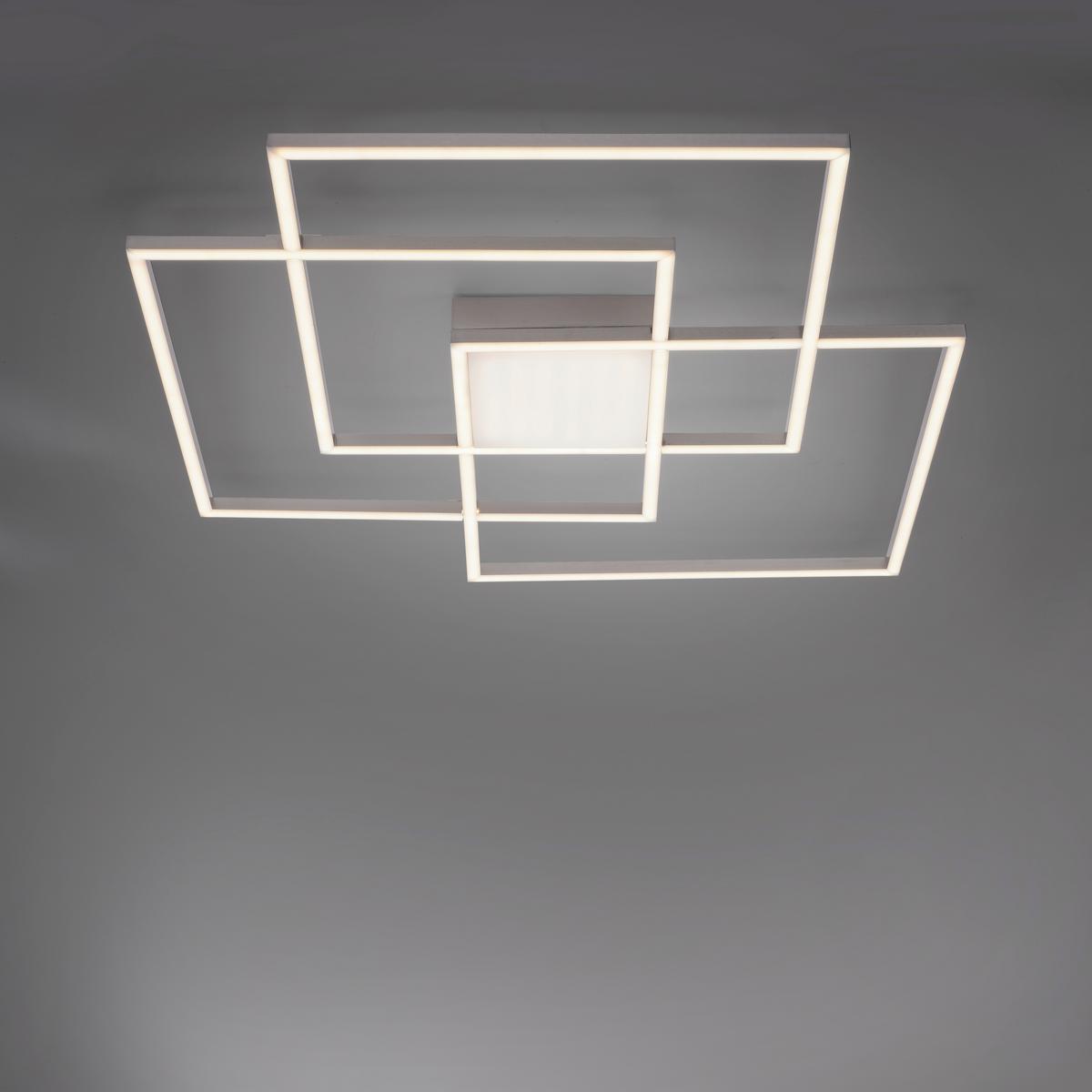 LED-Deckenleuchte Asmin L: 75 cm dimmbar mit Schalter - Silberfarben, Design, Kunststoff/Metall (75/75/6cm)