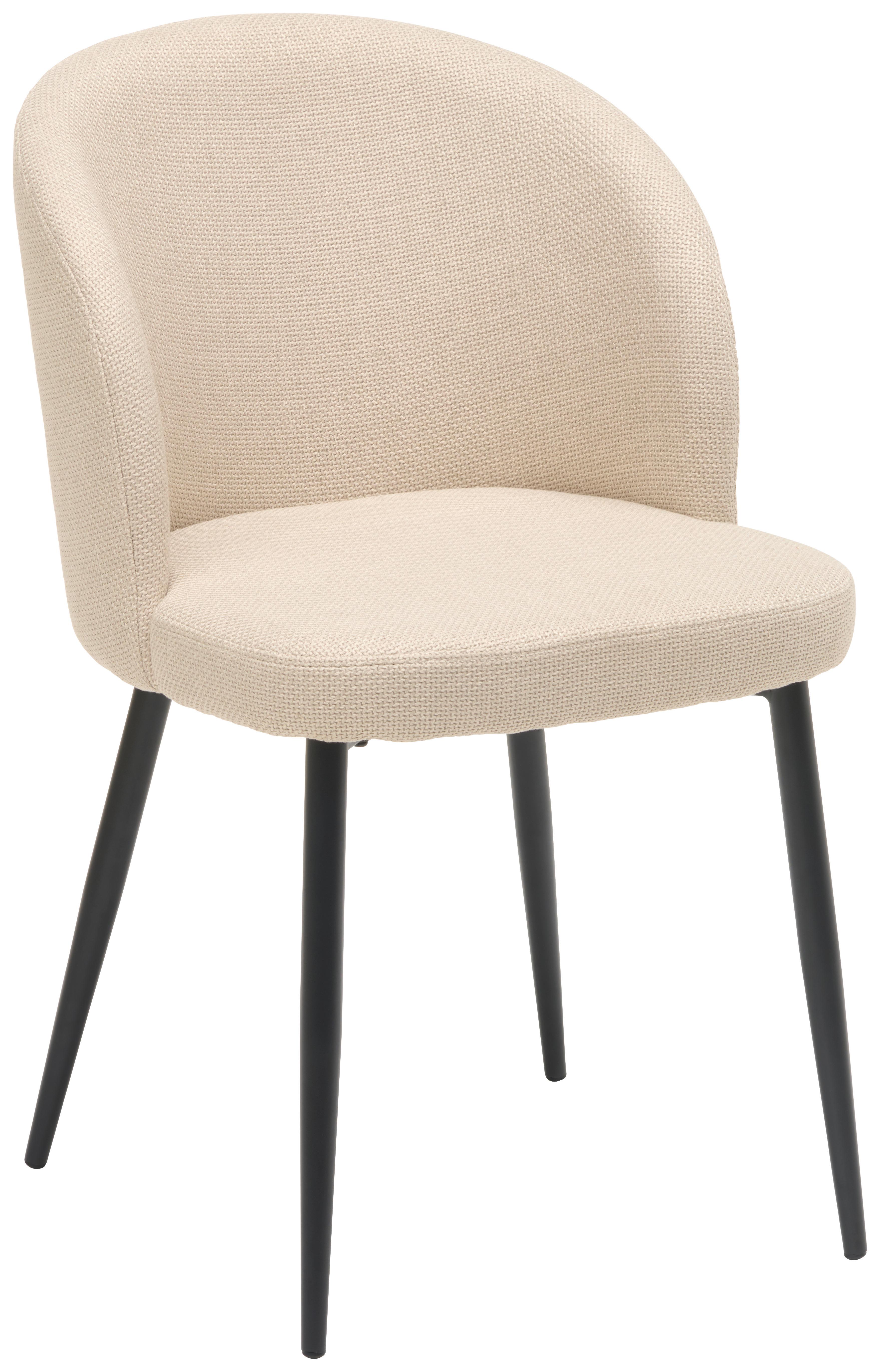 Vierfußstuhl Flo Webstoff Beige, B: 49 cm - Beige/Schwarz, KONVENTIONELL, Textil/Metall (49/78/58cm) - MID.YOU