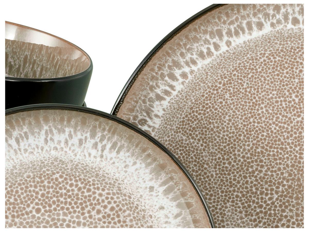 Kombiservice Nordic Fjord Schwarz, Beige 16--Teilig - Beige/Schwarz, Basics, Keramik - Creatable