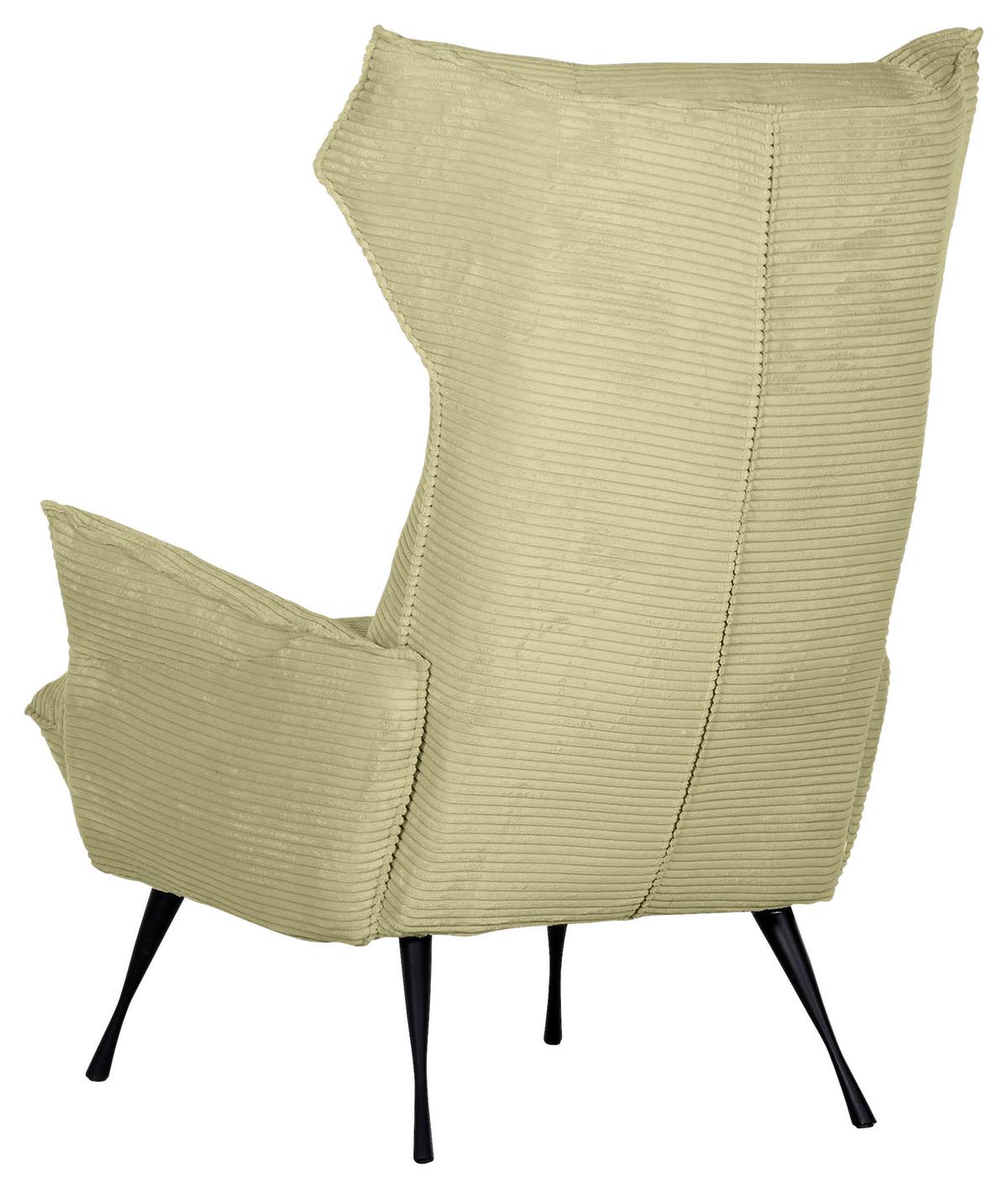 Ohrensessel Lorris, Hellgrün B: 83 cm - Schwarz/Hellgrün, KONVENTIONELL, Textil (83/110/92cm) - MID.YOU