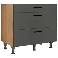 Kochfeldumbauschrank Easytouch - Eichefarben/Grün, MODERN, Holzwerkstoff (90,0/87,0/56,0cm) - Nobilia