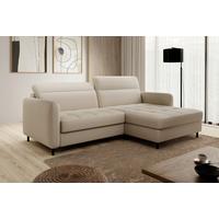 Ecksofa Gomsi Creme S: 228x165 cm - Creme/Schwarz, Design, Textil (228/165cm) - MID.YOU