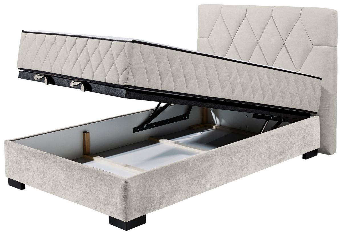 Boxbett Mit Bettkasten 120x200 Nagol - Beige/Schwarz, MODERN, Holzwerkstoff/Textil (120/200cm) - MID.YOU